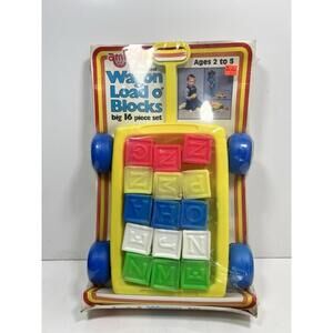 Vintage NOS Amloid Wagon Load O’ Blocks Sealed Plastic Wagon Toy